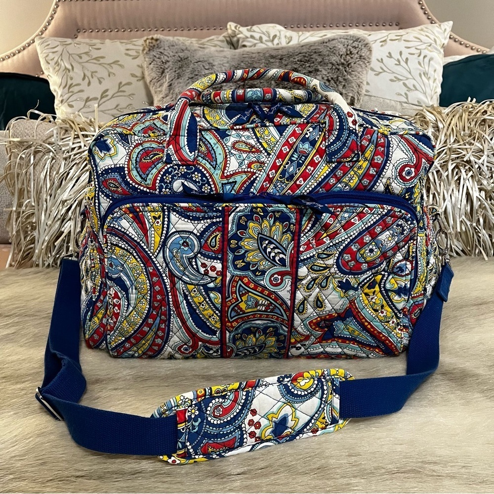 Vera Bradley Paisley Travel Bag in Navy, Red, Yellow